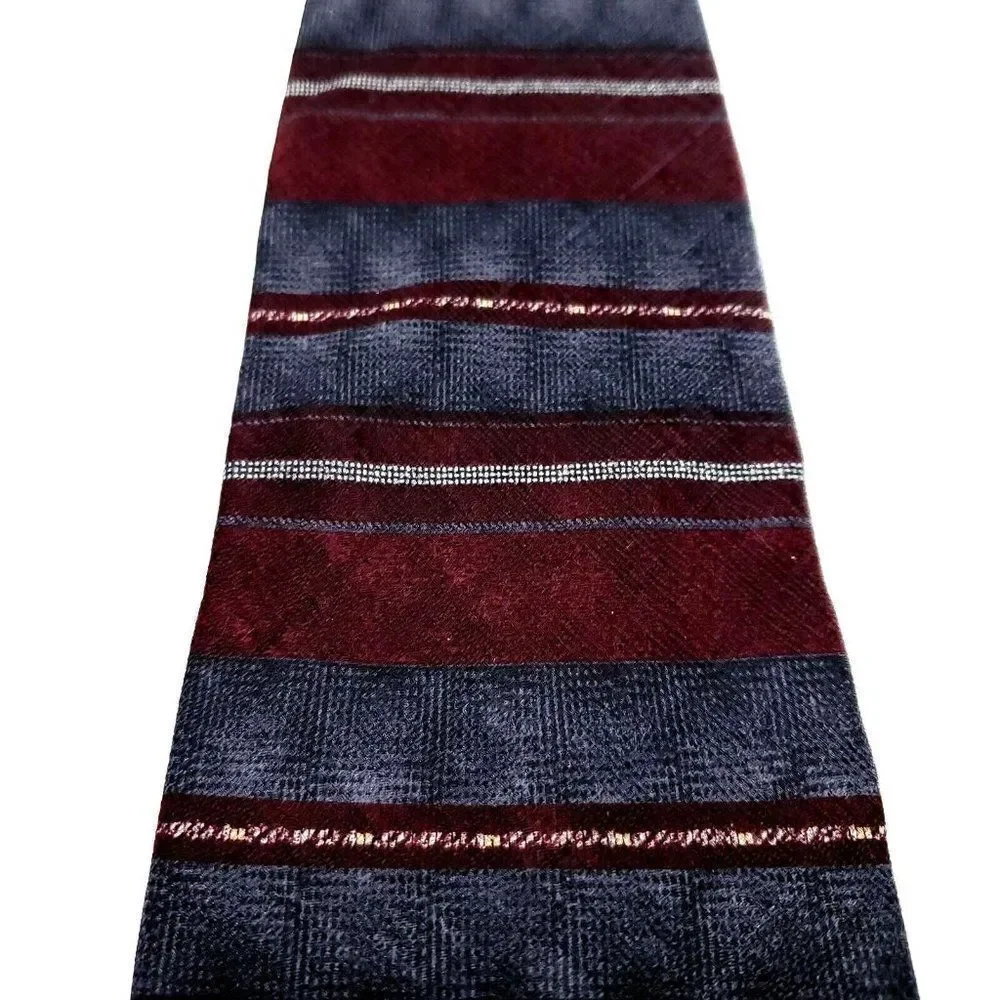 Croft & Barrow Multi Colored Silk Tie‎ Woven Wide Horizontal Striped
